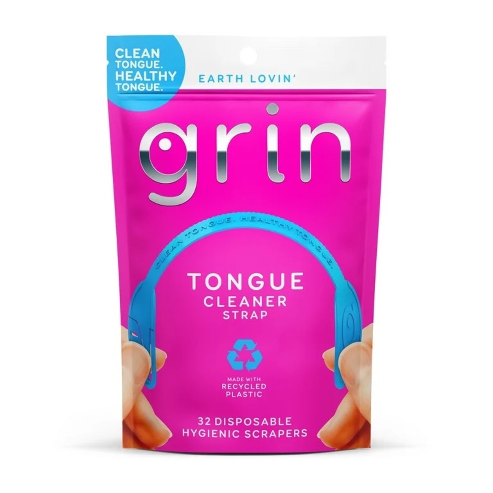 Grin 32ct Disposable Tongue Cleaner Scraper Straps NWT